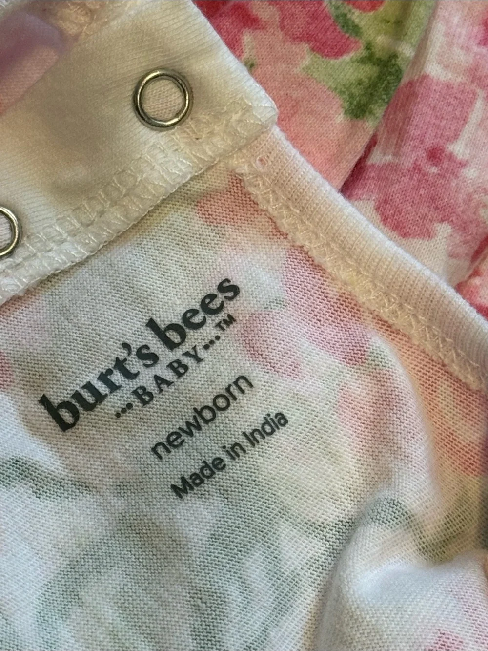 Burt’s Bees Baby Girl Floral Romper Newborn Pink Green Ruffle Sleeveless